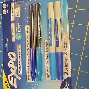 Expo Mixed Marker Set Wet & Dry - Blue & Black New Sealed Package